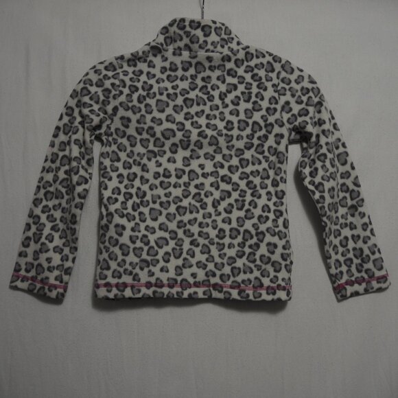 4/$25 Girl Bundle 2 Fleece 1/4 Zip Jackets Gray Leopard Large Colorful Dots Sz M - Picture 8 of 12